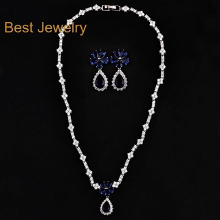 Best Jewelry ชุดเครื่องประดับเจ้าสาว เครื่องประดับออกงาน สร้อยเพชร ต่างหูเพชร เกรดสวย สร้อยเพชรcz