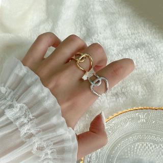 แหวนแฟชั่น KPOP Popular เส้นคู่ ข้าม Open Ring Jewelry INS European And American Style