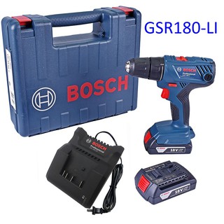 GSR180-LI สว่านไขควงไร้สาย * แบต 18V / 1.5Ah 2 ก้อน * BOSCH  สินค้าเเท้รับประกันจากผู้เเทนจำหน่าย