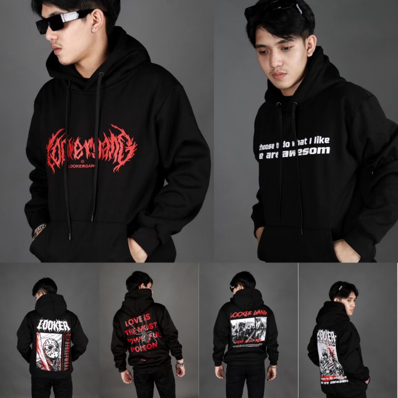 เสื้อฮู้ดสกรีนสุดเท่ Looker gang (มี 10 ลาย) สไตล์ไบค์เกอร์