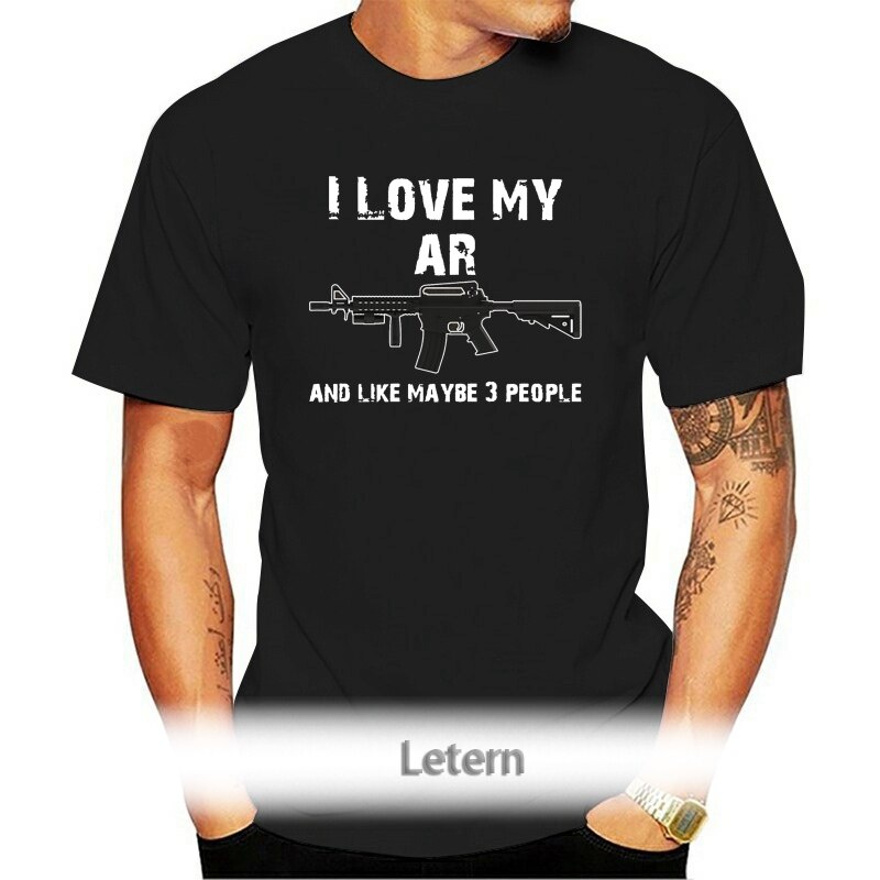 เสื้อยืดผู้ชาย My AR และ Maybe 3 คน Pro Gun ar-15O-คอเสื้อยืดผ้าฝ้าย Tees