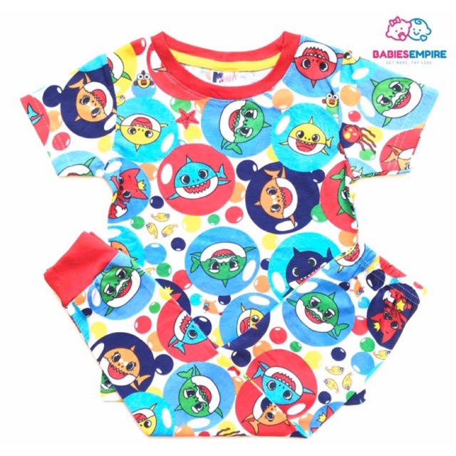 ชุดนอน Baby Shark baby Kids ชุดรอมเปอร์เด็กผู้หญิง Unisex ขนาดใหญ่