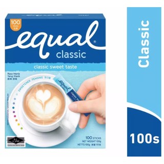 Equal Classic Zero calorie sweetener 100 sticks อิควล คลาสสิค หวานแทนน้ำตาล 100 ซอง