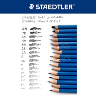 ✏ ดินสอ  2H HB 2B 3B 4B 5B 6B 7B 8B 9B EE Staedtler Lumograph สเต็ดเลอร์ ลูโมกราฟ ✏