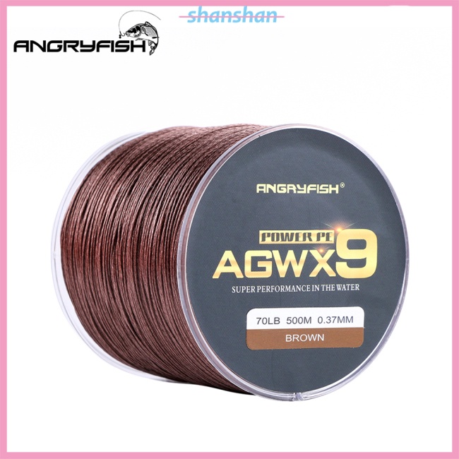 ANGRYFISH Diominate X9 PE Line 9 Strs Weaves Braided 500m Super Strong สายตกปลาสีน้ําตาล