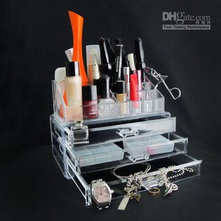 กล่องเครื่องสำอางค์อะคริลิค 3 ชั้น พร้อมช่องลิป แปรงแต่งหน้า Cosmetic Organizer