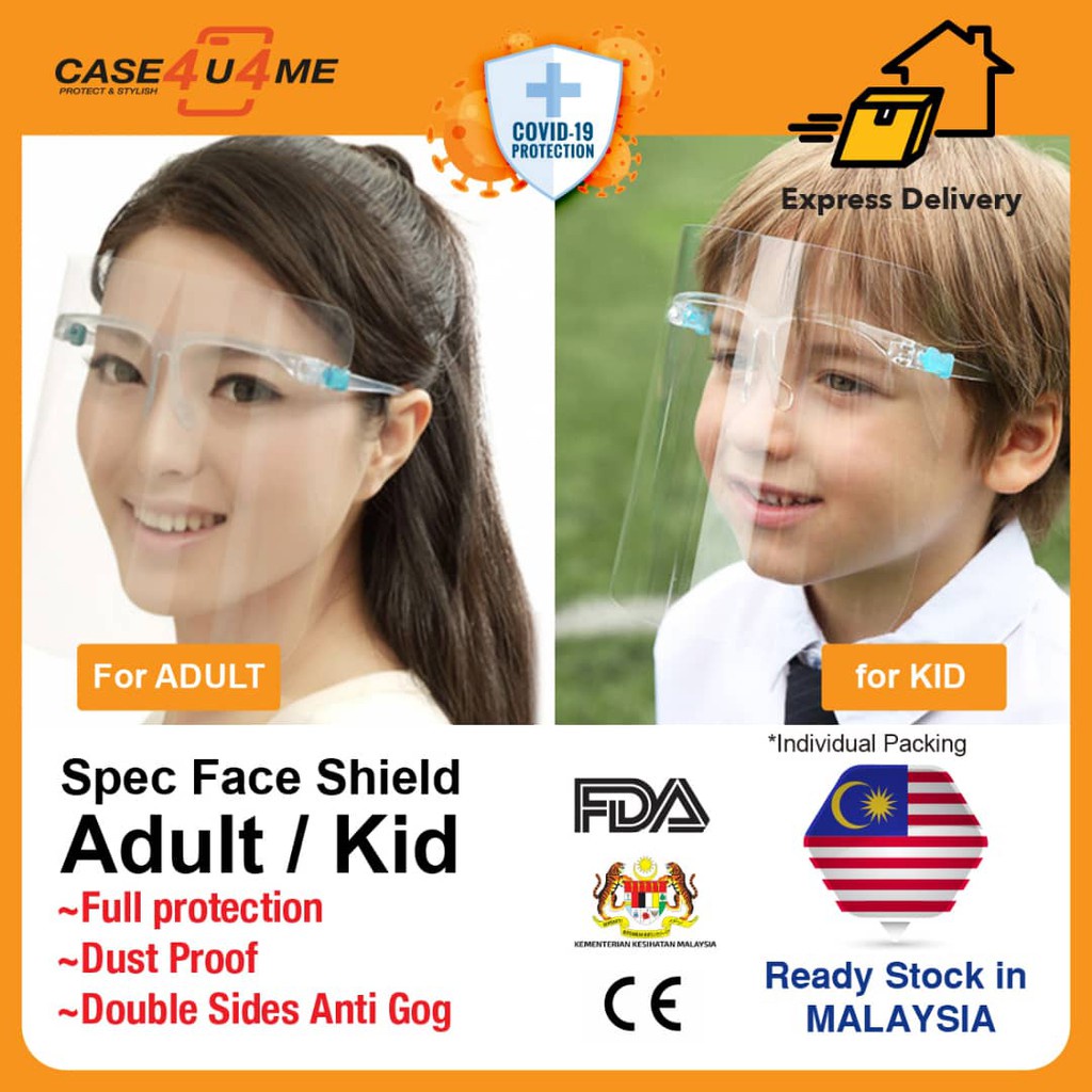 【พร้อมส่ง】Transparent Face Shield Protective Mask  with glasses cover Cooking Protector Face Shield 眼镜防护面罩