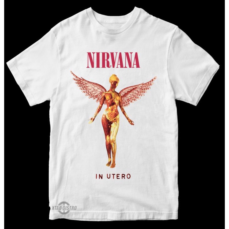 เสื้อยืด NIRVANA WHITE - IN UTERO / Premium Tshirt nirvana / nevermind / กลิ่นเหมือนวัยรุ่น / สารฟอกขาว