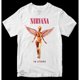 เสื้อยืดสีขาว - IN UTERO / Premium nirvana / nevermind / smells เหมือนวัยรุ่น / bleach