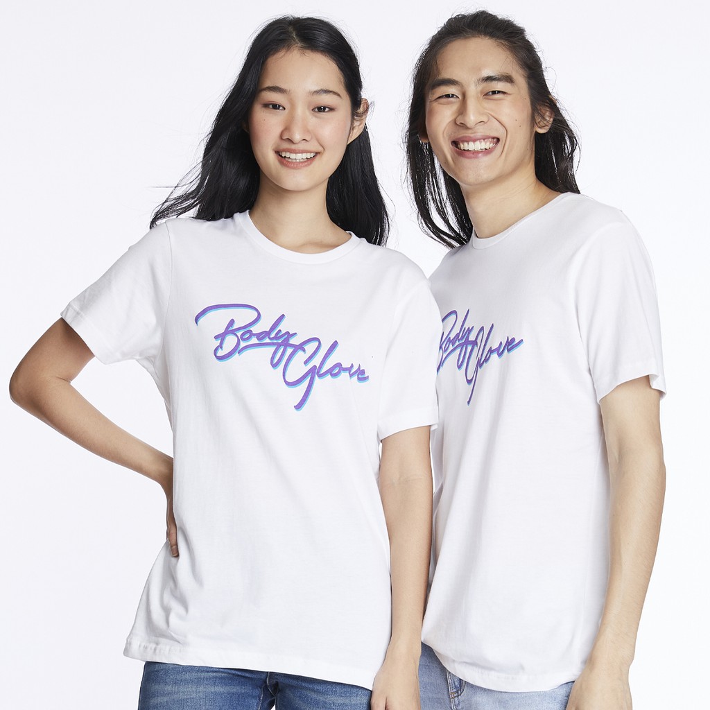 เสื้อยืดพิมพ์ลายBODY GLOVE Unisex Graphic Tee Cotton T-Shirt เสื้อยืด สีขาว-00