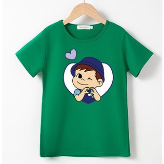 Bykidsเสื้อผ้าเด็กคอกลมแขนสั้นคอตตอน100%ลายชายเลิฟผ้านุ่มใสสบาย