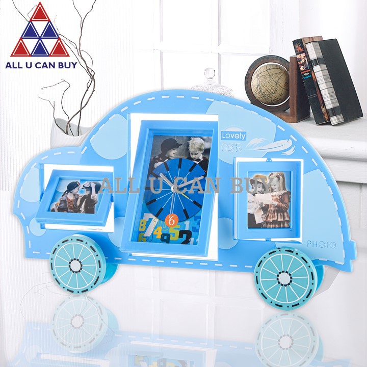 ALL U CAN BUY นาฬิกา นาฬิกาตั้งโต๊ะ สามารถรูปได้ รูปรถสีฟ้า