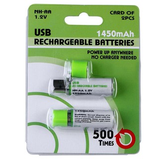 GreenEarth USB AA USB Rechargeable Batteries 1450mAh | Quick Charge USB Charger ถ่านชาร์จ 2A ชาร์จ