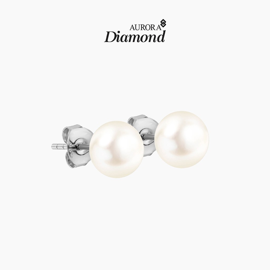 AURORA ต่างหูมุกแท้ Bright Pearl ต่างหูมุกแท้ ขนาด 8 มิล MMDC037