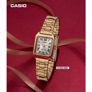 นาฬิกา CASIO รุ่น LTP-V007G-9B นาฬิกาสำหรับผู้หญิง สายสแตนเลส สีทอง หน้าปัดเหลี่ยม - มั่นใจ ของแท้ 100% ประกันสินค้า 1ปี