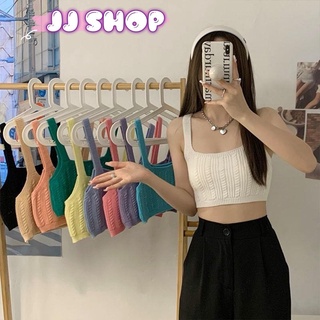 JJ shop💜 พร้อมส่ง เสื้อครอปสายเดี่ยว ไหมพรมลายน่ารักๆสีพาสเทลใส่สบายผ้านุ่ม "44125" -N