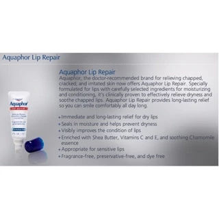 😊ฉลากไทยแท้💯 Eucerin lip Aquaphor SOS lip care 10 ml ยูเซอริน อควาฟอร์ ลิป แคร์ 10 กรัม ฟื้นบำรุงริมฝีปาก