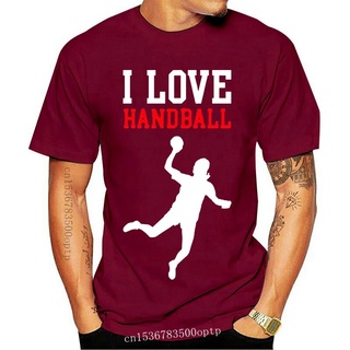 เสื้อยืดแขนสั้นลําลอง ผ้าฝ้าย พิมพ์ลาย I Love Handball สําหรับผู้ชาย ONloma43ECpcdg89สามารถปรับแต่งได้