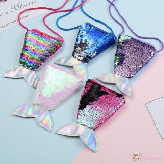 Fashion Cute Kid Girl Colorful Change Sequin Mermaid Bling Bling Tail Bag Wallet Purse Pouch Notecase