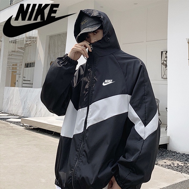 Nike เสื้อแจ็กเก็ตกันลมลําลอง มีฮู้ด แบบบาง เหมาะกับการวิ่ง เล่นกีฬา เดินป่า แฟชั่นฤดูร้อน สําหรับผู้ชาย