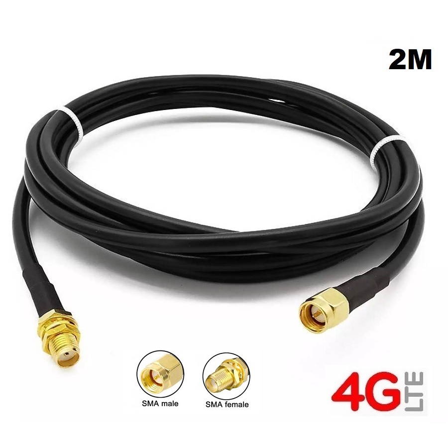 สาย RG58 Low loss 2 เมตร 4G 3G Extension Antenna Cable SMA Male to SMA Female RG58 50Ohm Coax Cable 