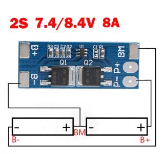 2S 8A Li-ion 7.4V 8.4V 18650 BMS 10A Peak Current แบตเตอรี่ป้องกันสำหรับ Li-Ion LifePo4 แบตเตอรี่