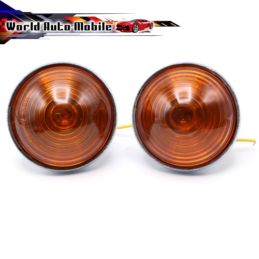 ไฟหรี่ ข้าง ทรงกลม แบบลวด เลนส์สีส้ม 2ชิ้น Jeep  Willys Jeep CJ3 CJ5 CJ6 CJ2A CJ3A CJ3B ปี1945 - 197