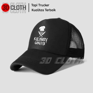 หมวกเชฟ ลายโลโก้ Gangsta Trucker Distro สําหรับผู้ชาย และผู้หญิง