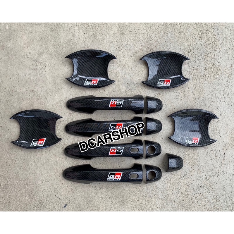 เบ้ารองมือเปิด+ครอบมือจับ(มีปุ่มกด) ฟอร์จูนเนอร์ FORTUNER GR SPORT ปี 2015-2024 ลายเคฟล่า