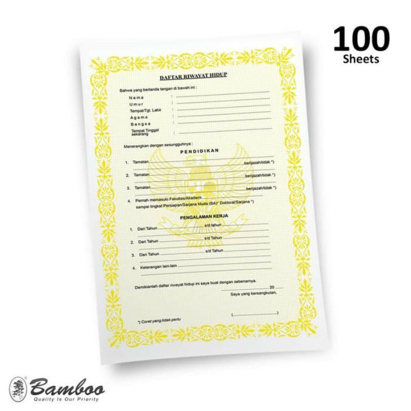 CV Blank/Life History List/ Job Application Letter