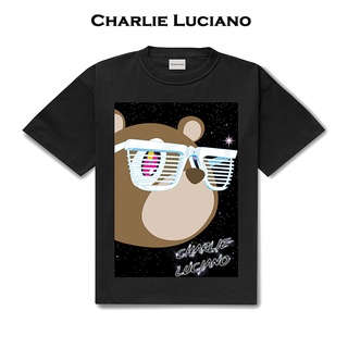 Charlie Luciano เสื้อยืดลําลอง แขนสั้น คอกลม พิมพ์ลายดิสโก้ หมี ทรงหลวม แฟชั่นฤดูร้อน