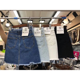 ETi‘chic-366-กระโปรงยีนส์2021เอวสูงทรงเอ สไตล์เกาหลี ปลายรุ่ย