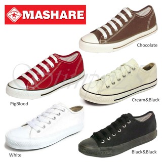 Mashare 191 รองเท้าหุ้มส้นผู้หญิง ผู้ชายแบบผูกเชือก รองเท้าผ้าใบไซร์ 37~45 วัดไซร์ก่อนนะคะ, Black, Chocolate, PigBlood