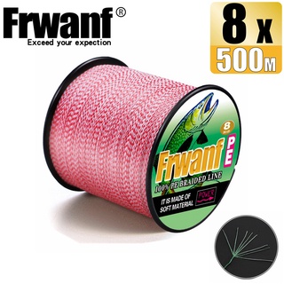 Frwanf สายเอ็นตกปลาถัก PE X8 500 ม. 6-300LB สีแดง และสีขาว 8 เส้น