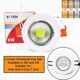 โคมไฟเพดาน LED ทรงกลม 3H ET-341(3W SMD) ET-2010(5W COB) 2.5 นิ้ว