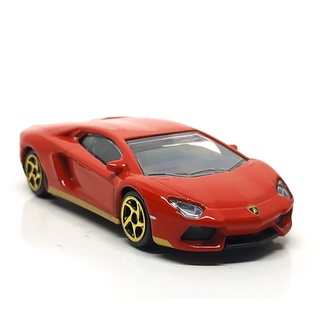 Majorette Lamborghini Aventador - Gold Stripe Base - Red Color /Wheels 5SVG /scale 1/64 (3 inches) no Package