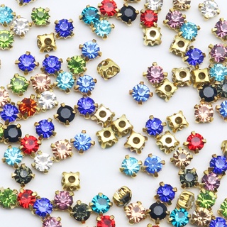 เพชรเทียม สีทอง 3 4 5 มม. สําหรับทําเครื่องประดับ DIY 100 ชิ…