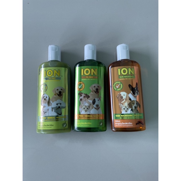 ไออ้อน (Ion) แชมพูสมุนไพรสัตว์เลี้ยง สำหรับสุนัขและแมว ขนาด 300 มล. 1 ขวด