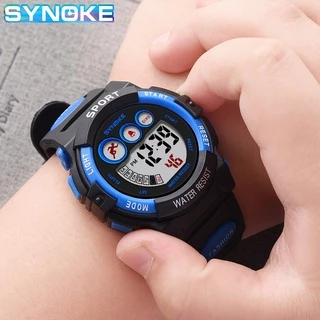 SYNOKE นาฬิกาข้อมือ ดิจิทัล LED กันน้ำ มัลติฟังก์ชัน สำหรับเด็ก