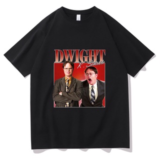 คอลูกเรือ【เสื้อยืดบูติก】เสื้อยืดแขนสั้น ทรงหลวม ลาย ight Club The Office Tv Series ight Schrute Michael สไตล์สตรีท สําหร