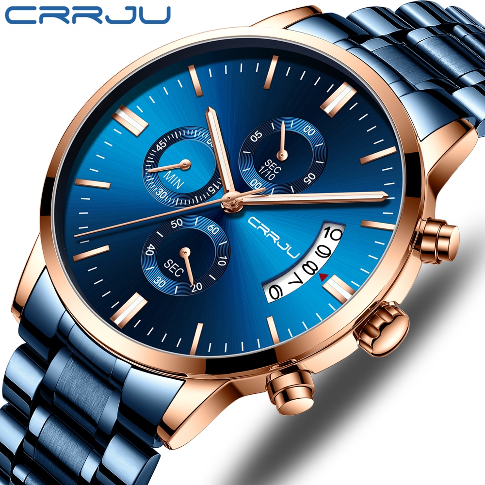 CRRJU Mens Watches Luxury Business Stylish Auto Date Stainless Steel Waterp  YfZQ7DmxOW, 腕時計、アクセサリー - www.adanapartner.com