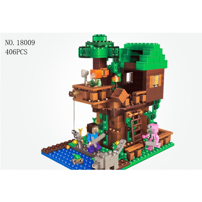 Lego Jungle Tree House Model 406pcs Minecraft Classic Mini Dolls