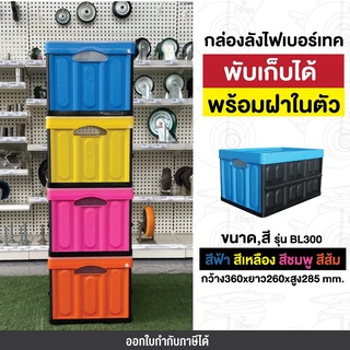 กล่องลังพลาสติกพับได้มีฝา safety box ลังพลาสติกพับได้ มีฝาปิด กล่องลังพลาสติกพับได้  ตะกร้า สีน้ำเงิน 45 ลิตร