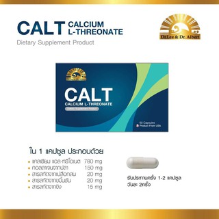 Dr.Lee &amp; Dr.Albert CalT Calcium L-Threonate 30 Capsules นำเข้าจากสหรัฐอเมริกา Exp ต.ค.2022 ลดอักเสบกระดูก ข้อ