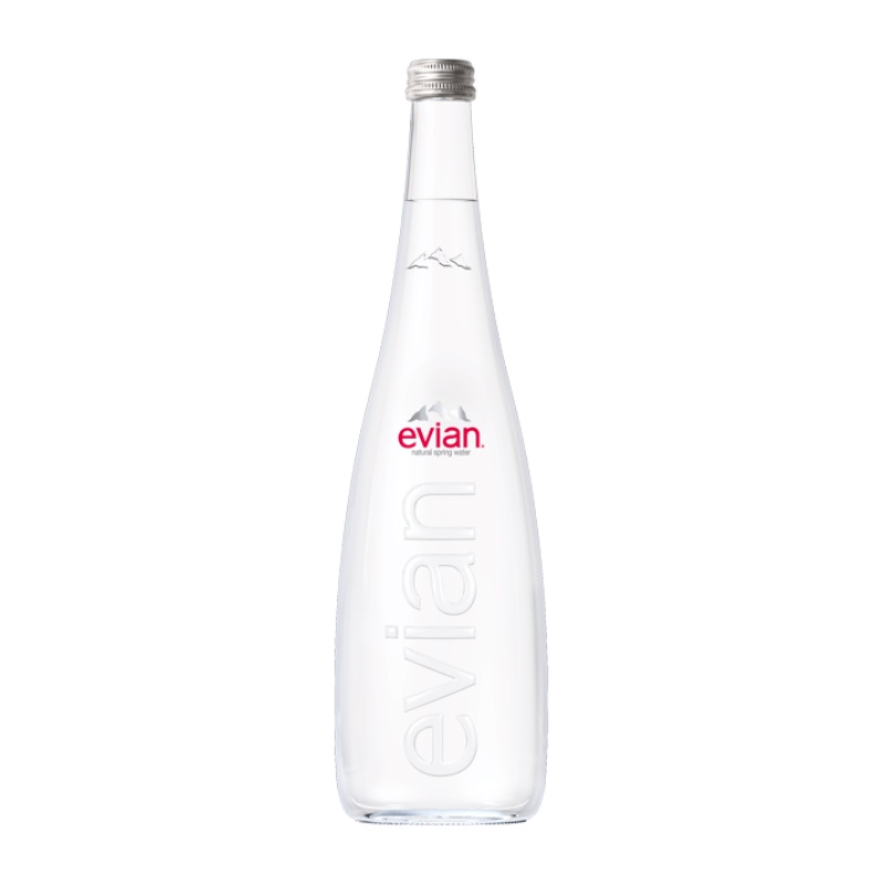 เอเวียง น้ำเเร่ ในขวดแก้ว จากฝรั่งเศส 750 มิลลิตร - Evian Water Glass Bottle imported from France 75