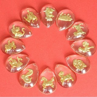 จี้คริสตัลราศี 12 ราศี 999.9 สีทอง 12 โลเก็ต