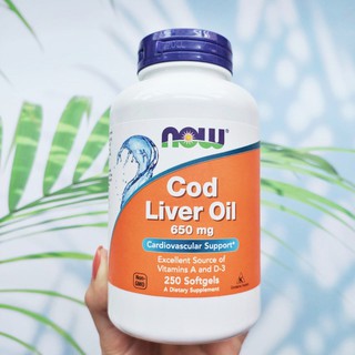 น้ำมันตับปลา Cod Liver Oil 650 mg 250 Softgels (Now Foods)