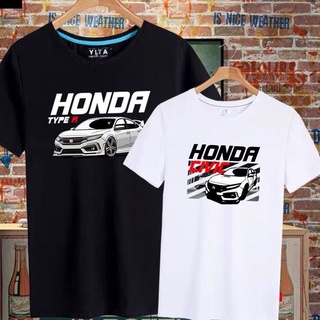 เสื้อยืดโอเวอร์ไซส์ดัดแปลงรถประเภท Fit Civic initial D รถวัฒนธรรมแขนสั้นเสื้อยืดผู้ชายและผู้หญิงครึ่งแขนผ้าฝ้ายเสื้อผ้าฤ