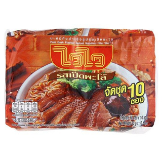 ไวไว บะหมี่กึ่งสำเร็จรูป รสเป็ดพะโล้ 60กรัม x 10ซอง/Wai Wai Instant Noodles Duck Spicy Flavor 60 g. X 10 sachets