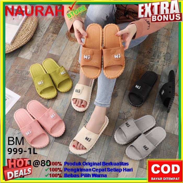 LALUNA 999 1L รองเท้าแตะผู้หญิง BEAR HI MOTIF SLOP SANDALS 100% ORIGINAL JELLY RUBBER COMFORTABLE AN
